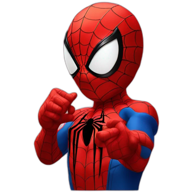 Spiderman who makes a heart with his hand emoji