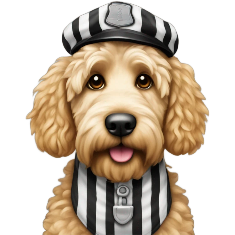 Golden doodle in a jail uniform  emoji