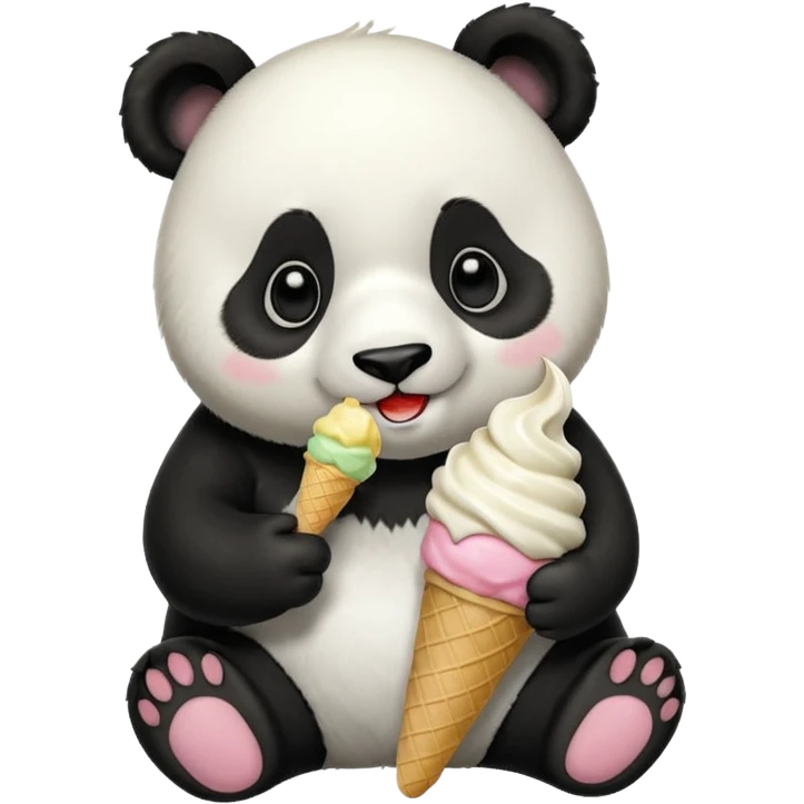Panda eating ice cream emoji