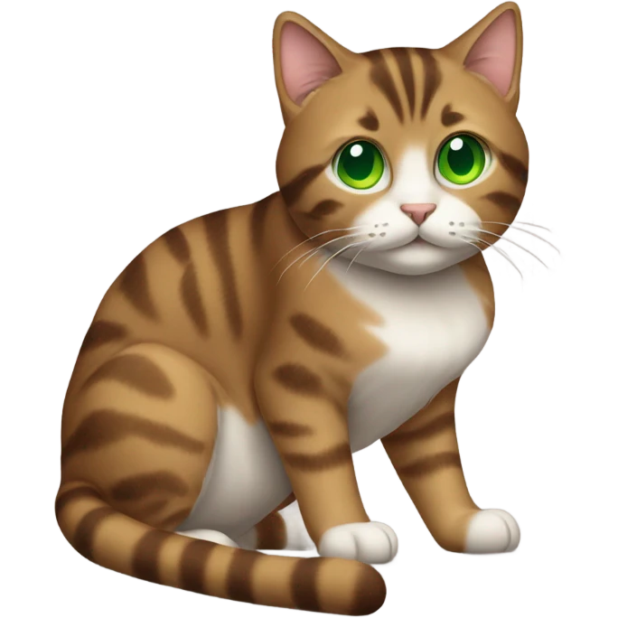 Tabby brown cat with green eyes emoji