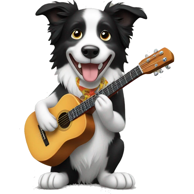 border collie playing guitar emoji