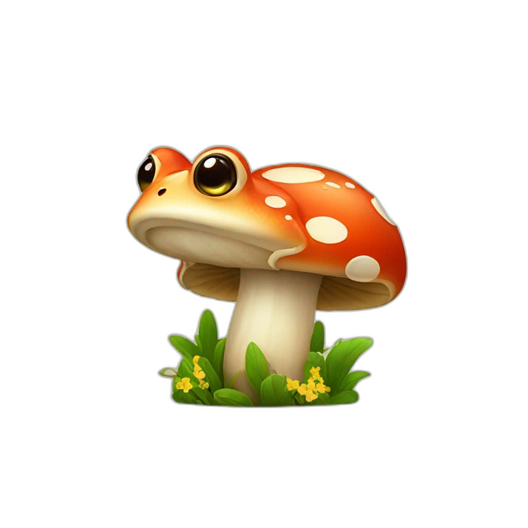 mushroom frog with flowers emoji
