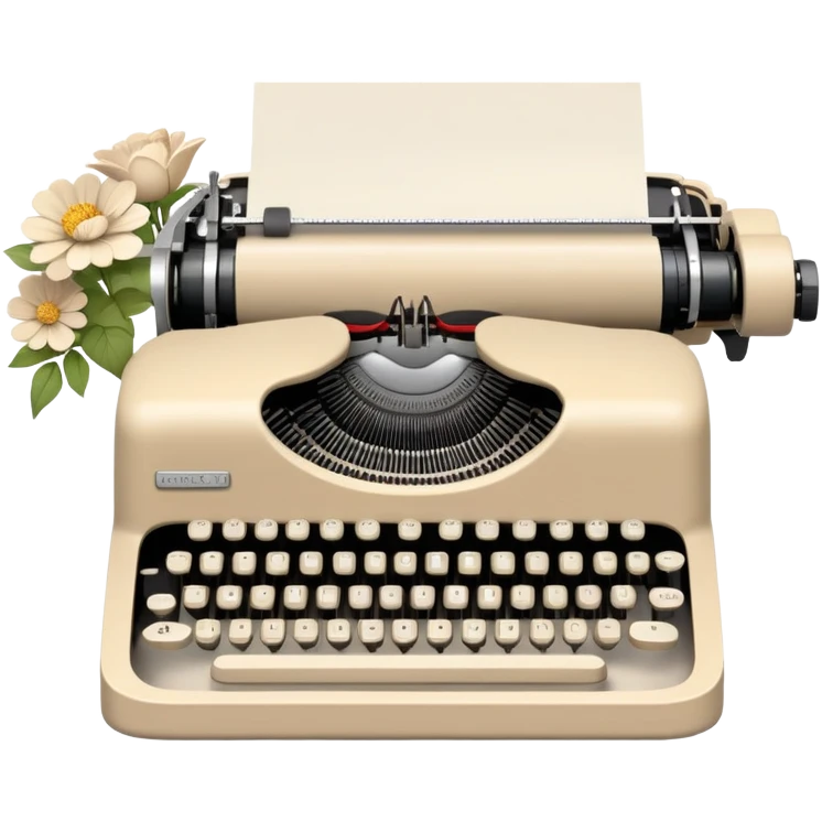 beige typewriter and flowers emoji