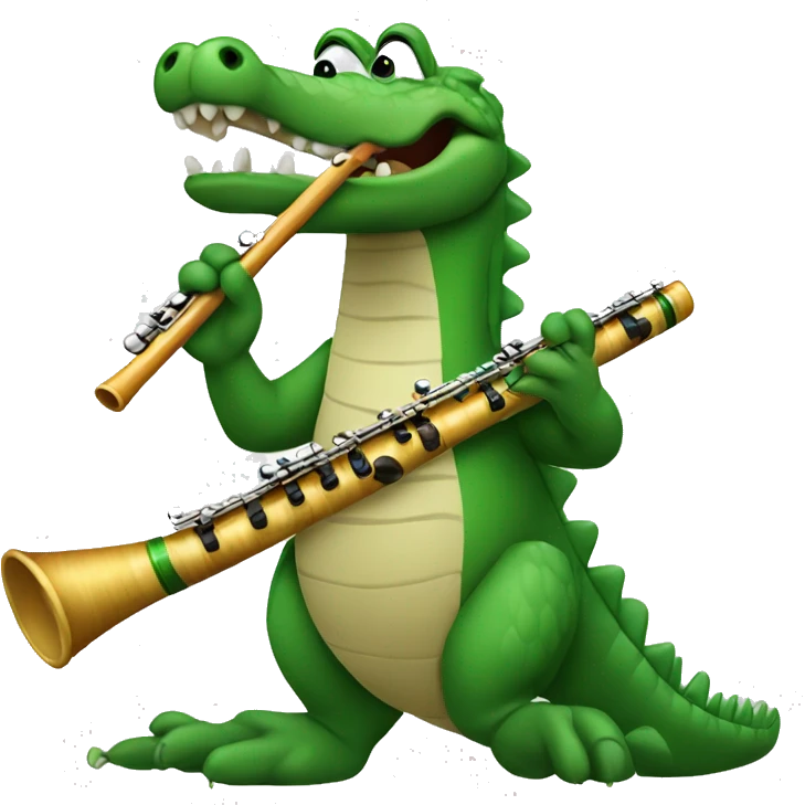 Alligator playing flute emoji
