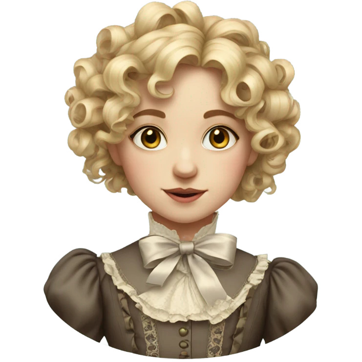 Victorian girl with blonde curls with ribbons very detailed and realistic emoji