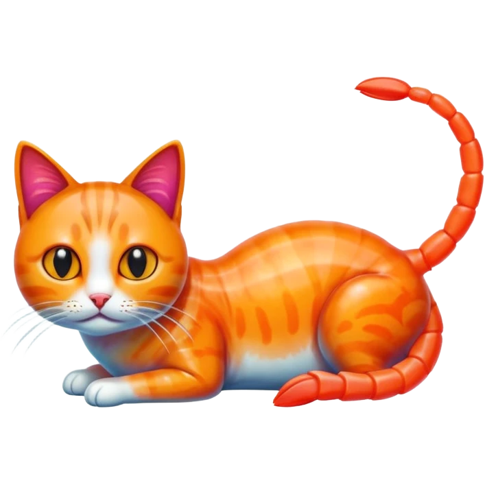 Cat with shrimp body, trippi troppi emoji