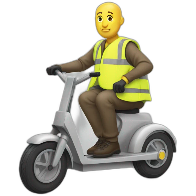 trottinette bald man with yellow safety vest emoji