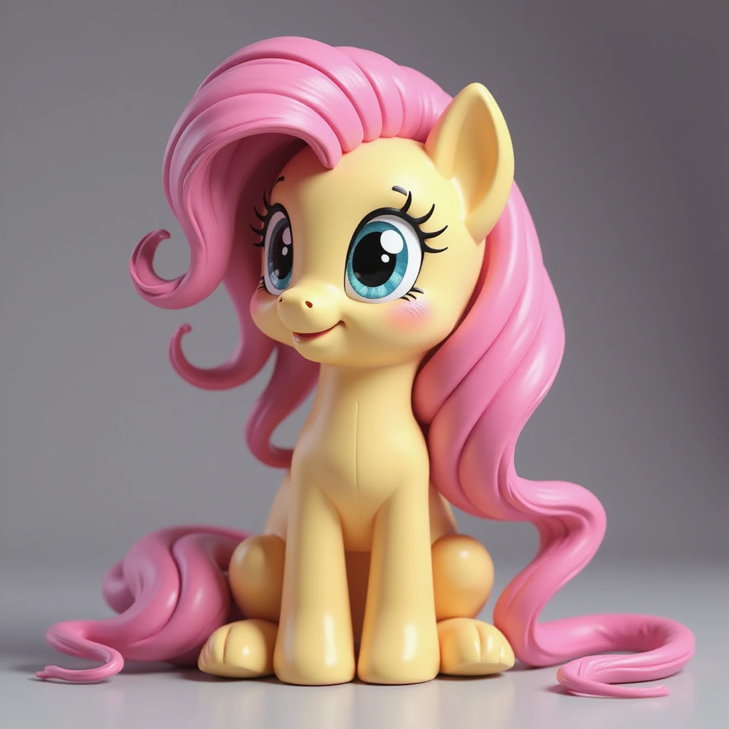 realistic style Fluttershy sitting and looking shy emoji