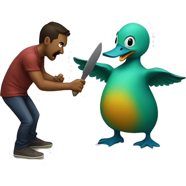 Duck beating up a monster  emoji