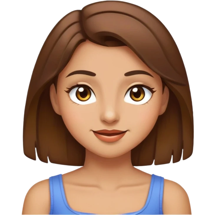 girl with brown hair to the shoulders, brown eyes, olive complexion, winking emoji