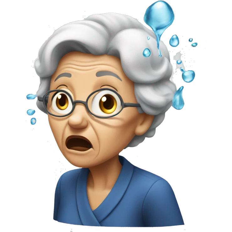 old woman shocked with water splashes on face emoji