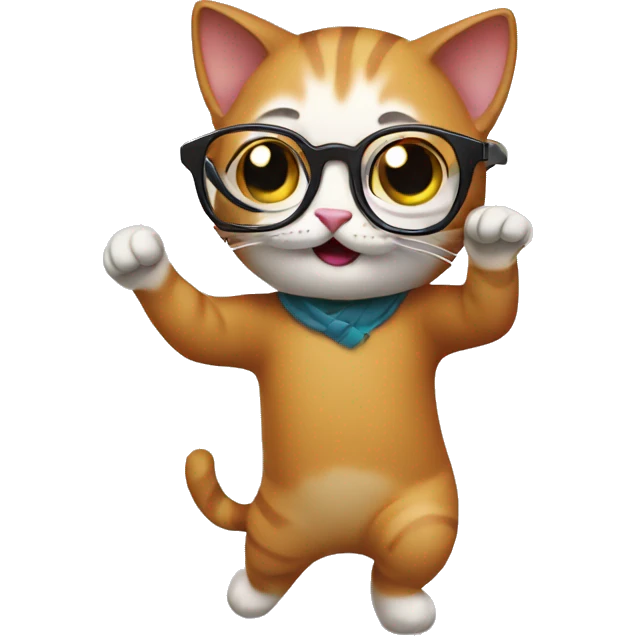 Cat dancing with glasses emoji