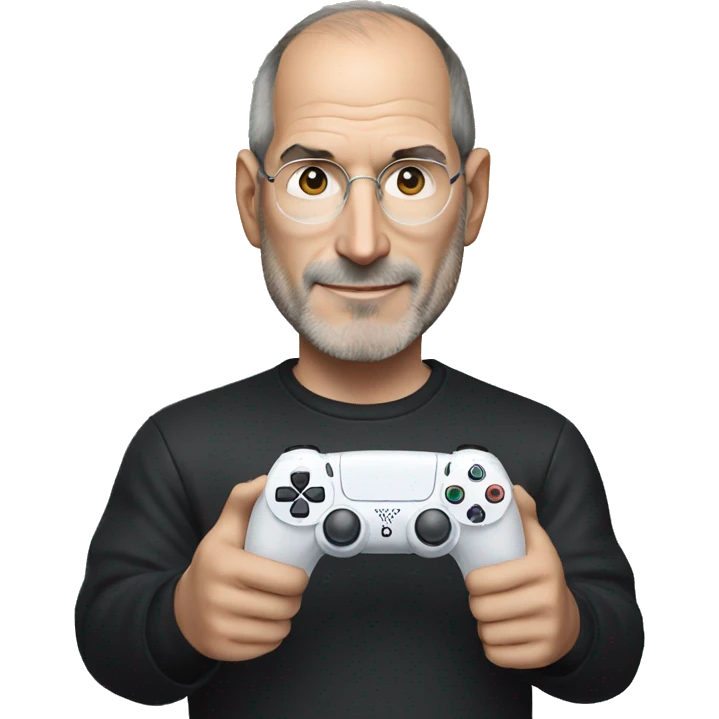 Steve Jobs holding a PS5 controller emoji