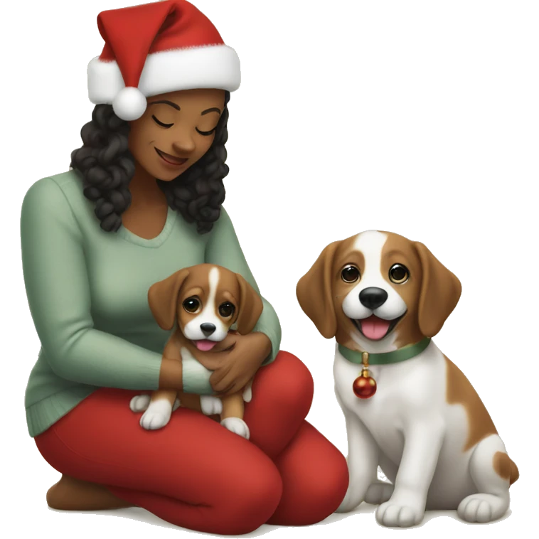 Wife Christmas picture with puppy emoji