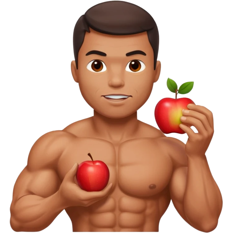a muscle man eating apple emoji