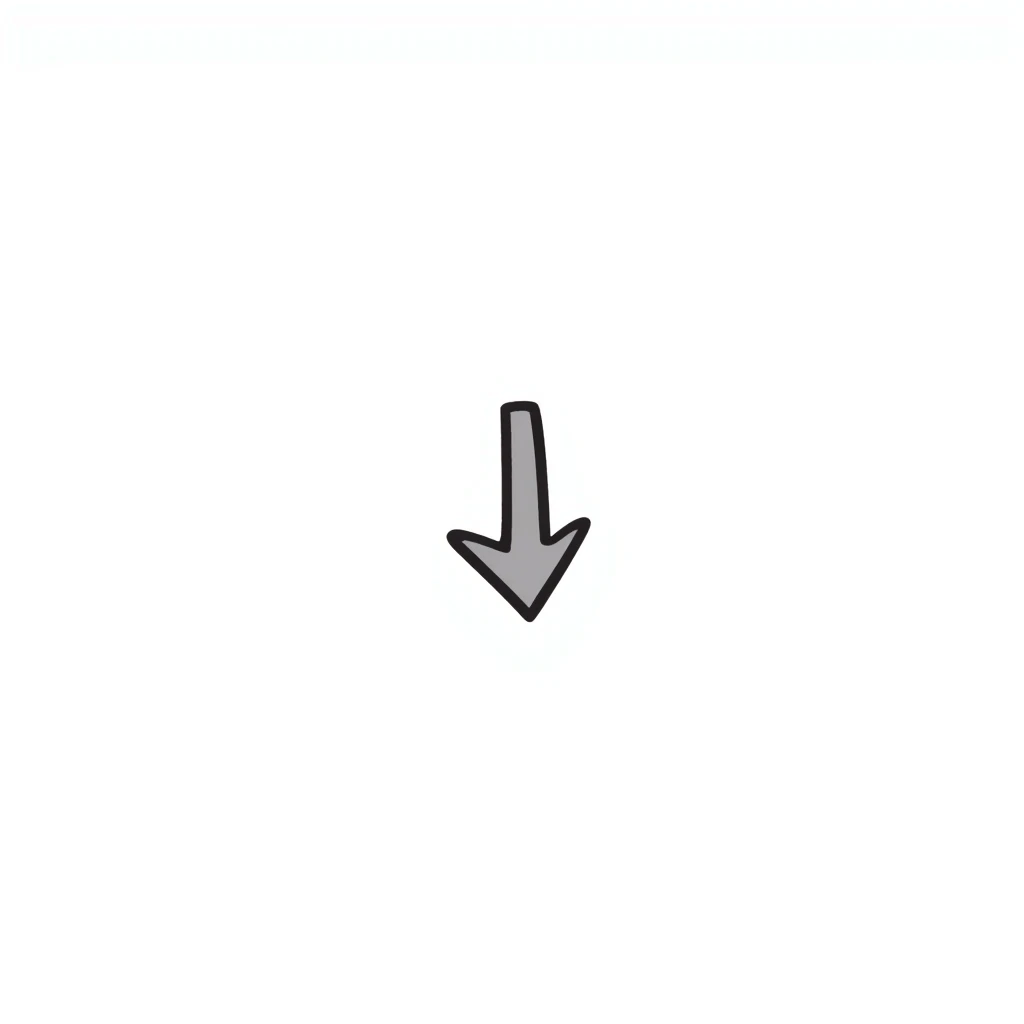 Hand-drawn downward pointing arrow emoji