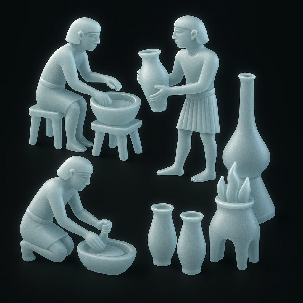 ancient Egyptian cooking scene in hieroglyphic style emoji