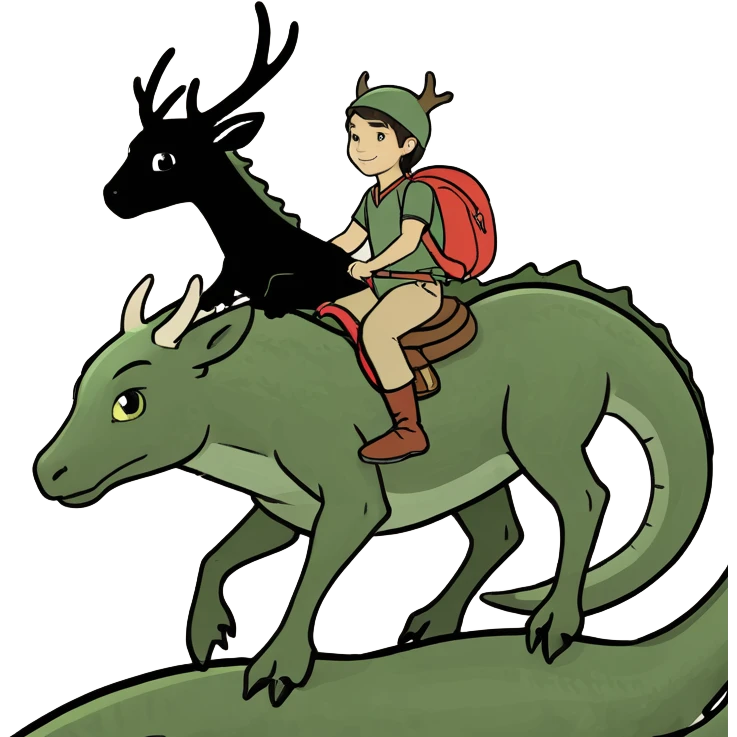 Deer riding a dragon emoji