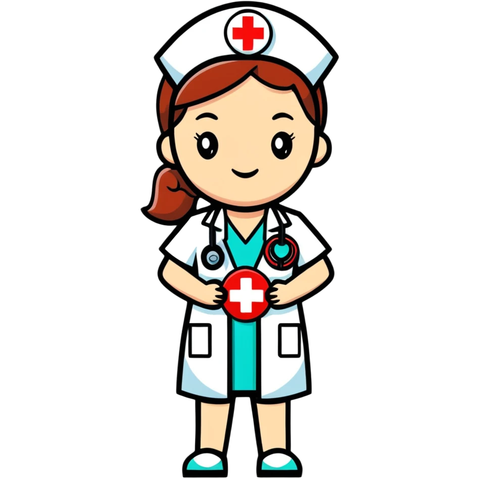 caring nurse with medical cross symbol emoji