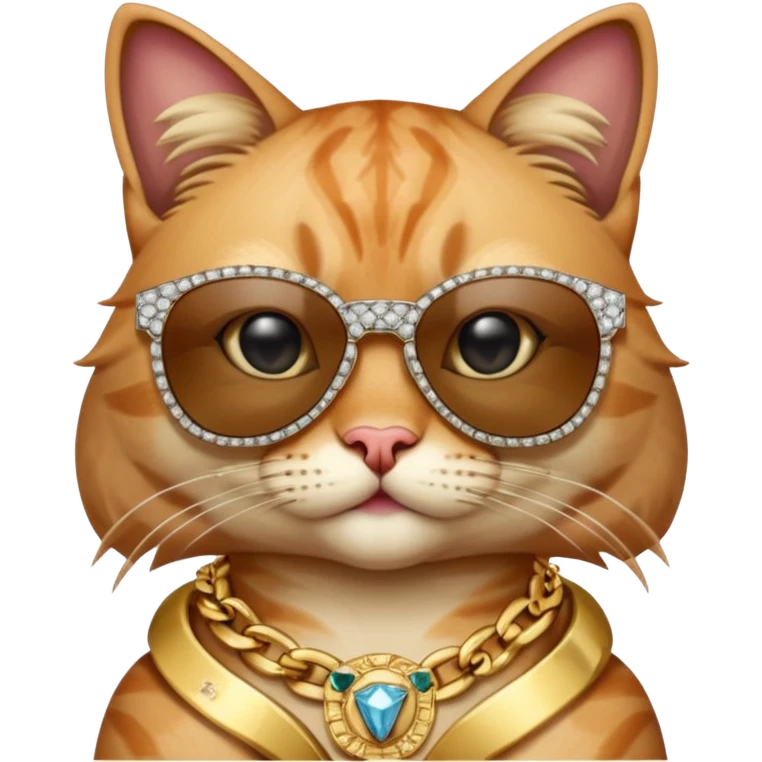 Cat with Versace shades on and a big diamond letter K chain around there neck emoji