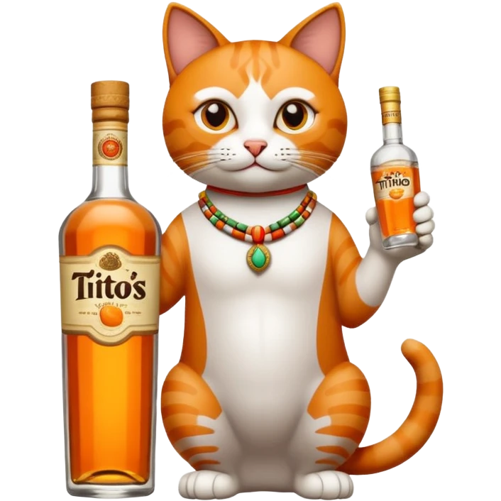Mexican cat holding titos emoji