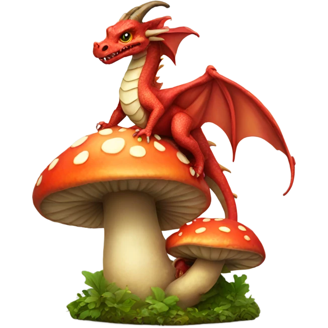 Dragon sitting on a mushroom emoji