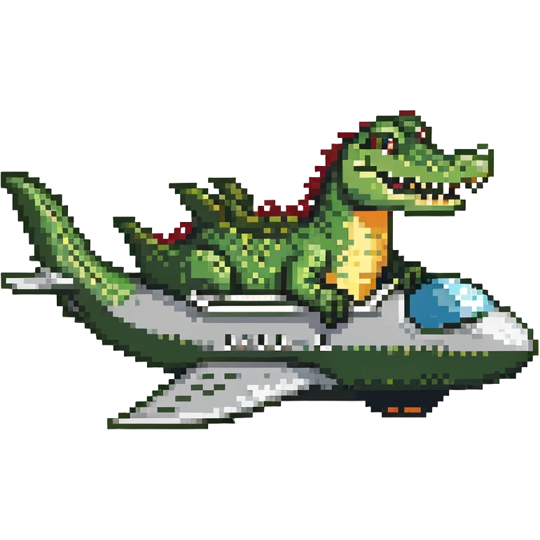 crocodile riding on an airplane emoji