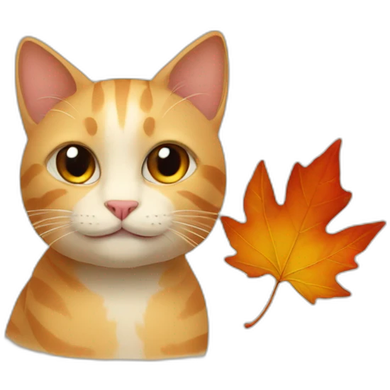 cat and autumn leaf emoji