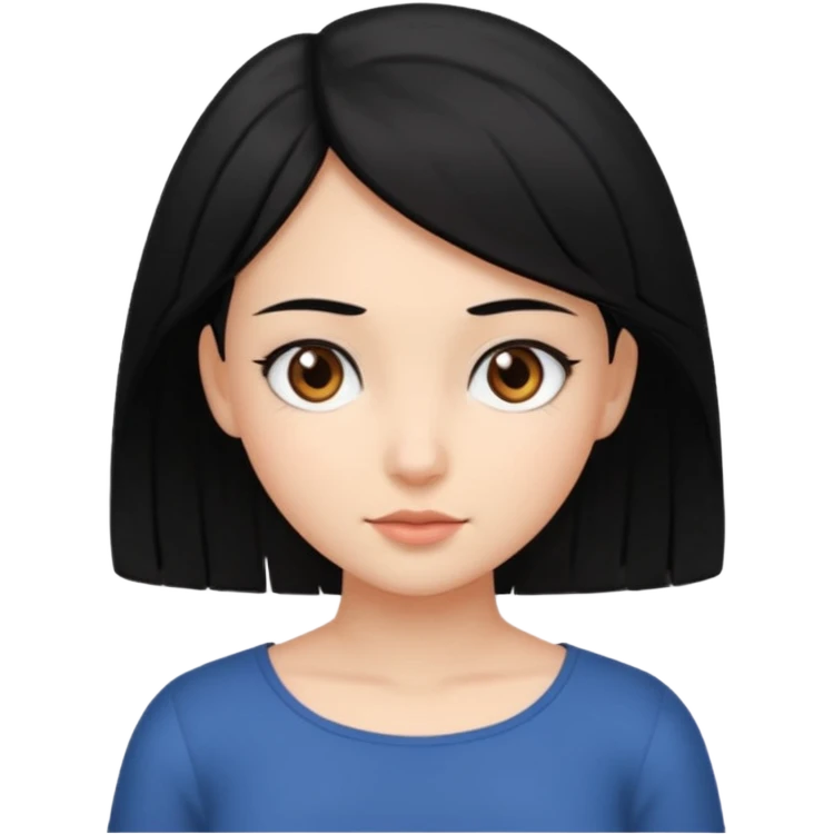 девушка с черными волосами и карими глазами по пояс emoji