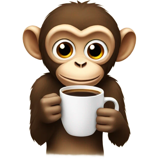 Monkey with a coffee emoji