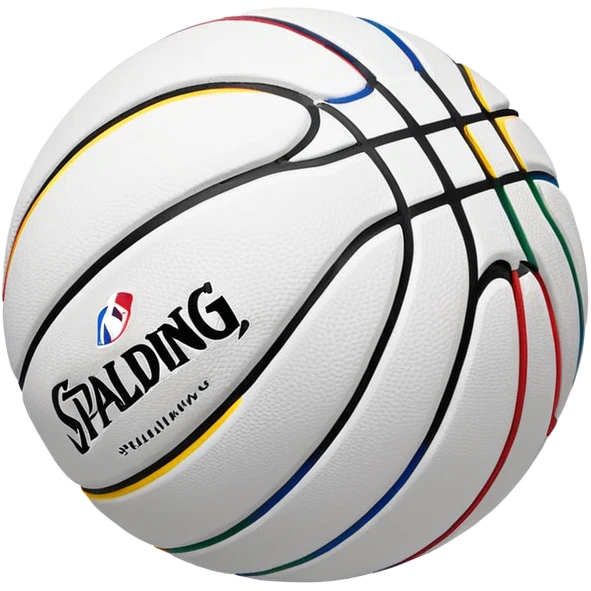 ultra minimalist white basketball, very simple Spalding and NBA branding, just a hint of colorful lines, extremely clean design emoji