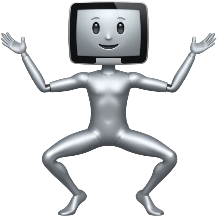 computer has arms and legs and she is dancing emoji
