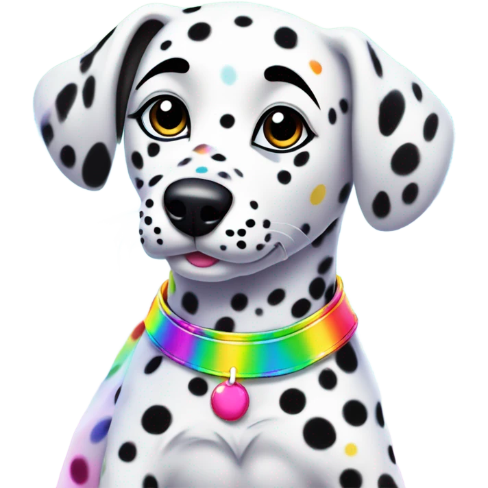 Lisa Frank Dalmatian with rainbow spots ￼ emoji