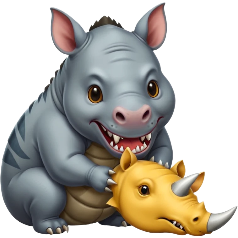 Cat eating a rhino emoji