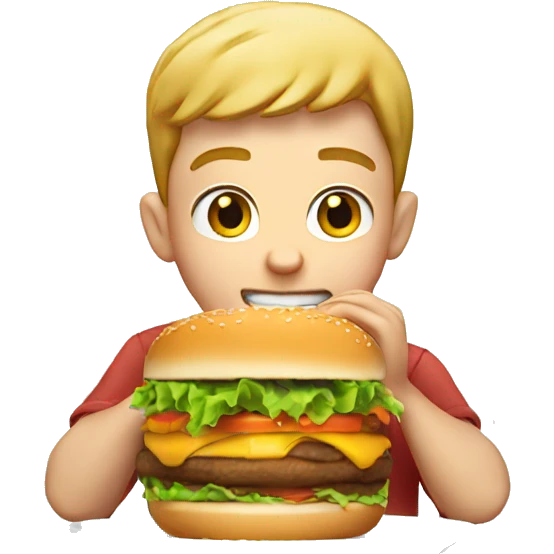 White boy eating burger emoji