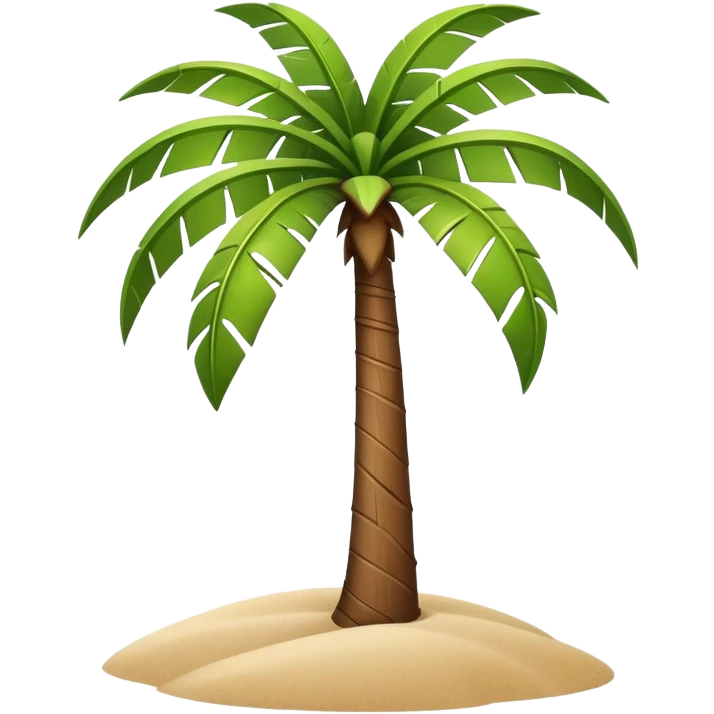 generate realistic detailed palm tree in 3d style with sand  emoji