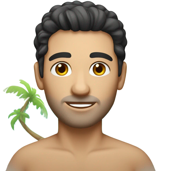 Man on a island - white guy with dark hair emoji