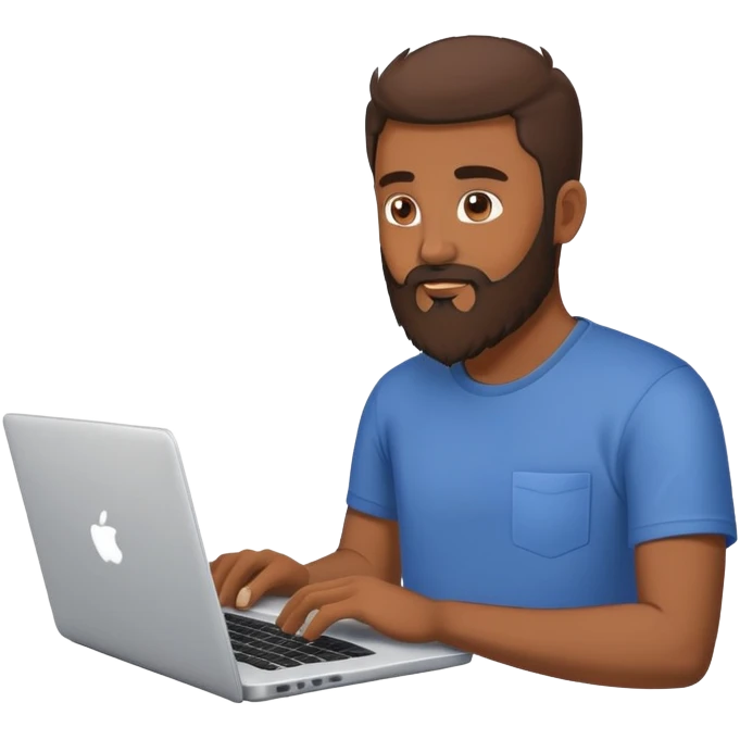 Brown skinned guy with beard with a laptop emoji