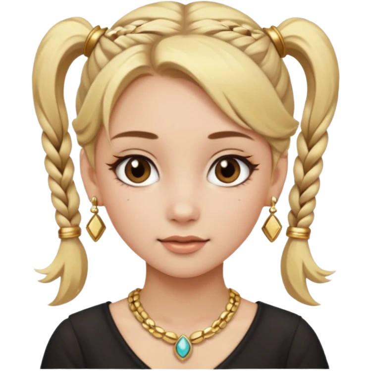 fancy blonde hair girl with ponytails brown makeup and jewellery emoji