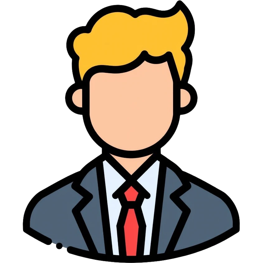 business man with blonde hair in suit and red tie emoji