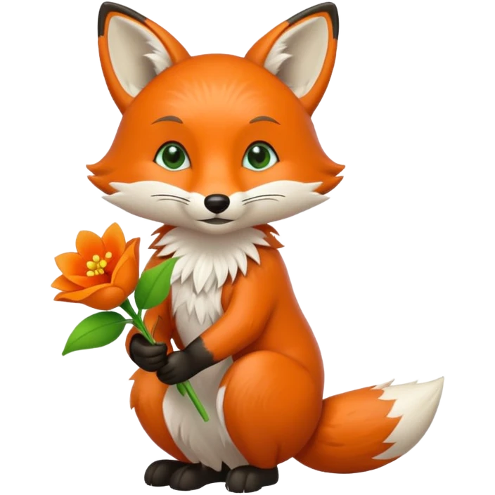 fox holds flower emoji