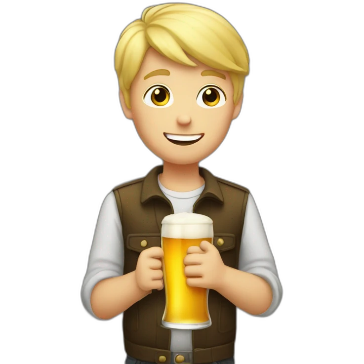blond boy holding a beer emoji