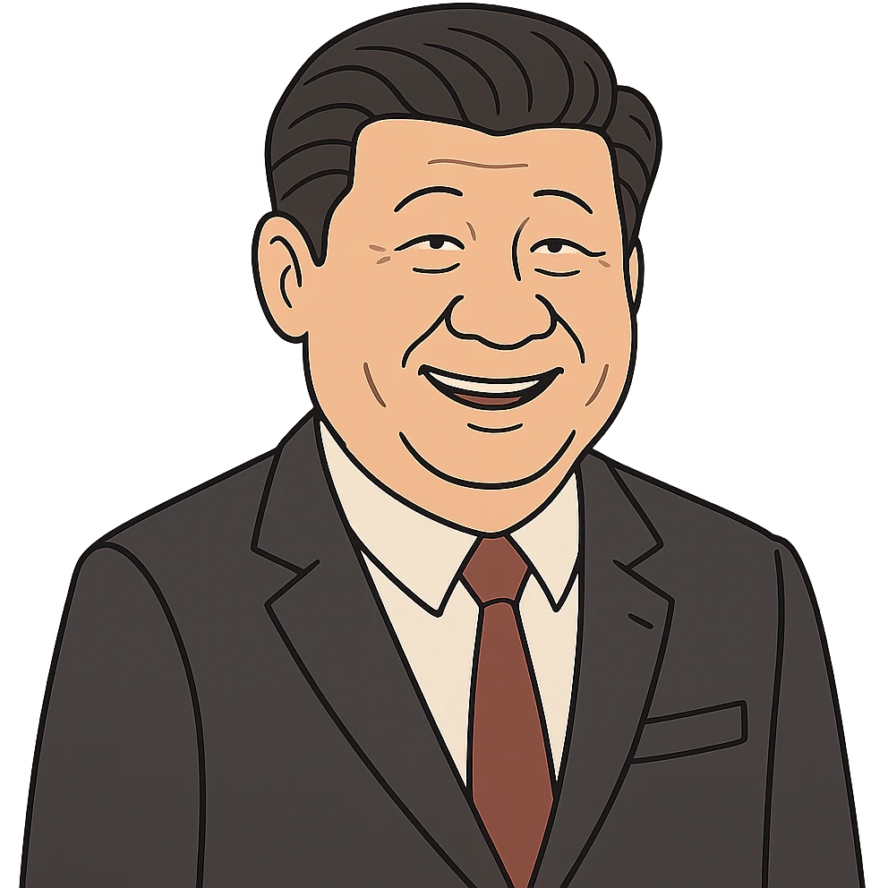 Xi Jinping, smiling, formal suit, flat toon style emoji