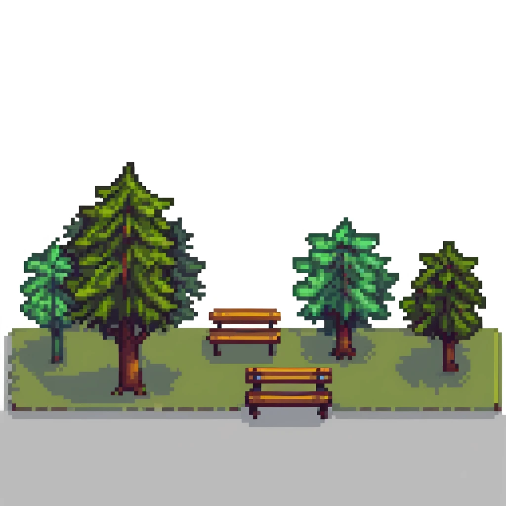 city park with trees and bench emoji