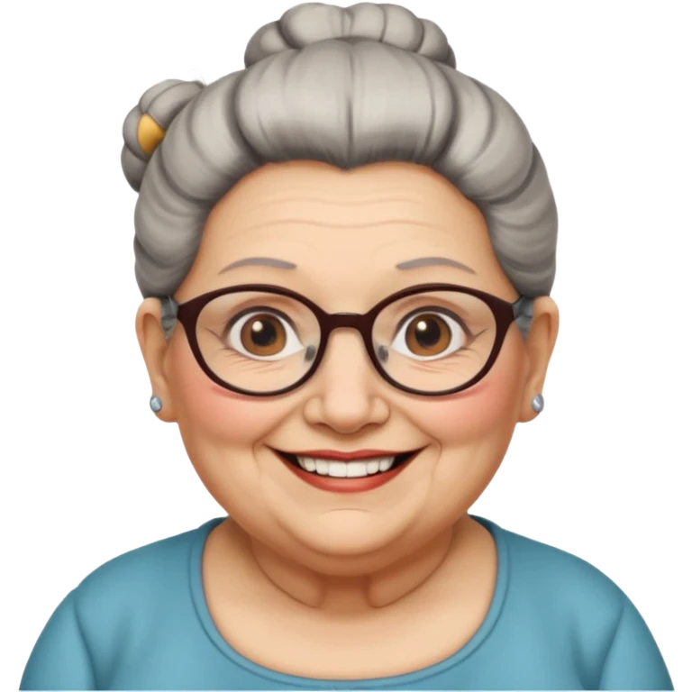 fat old woman with big bun hair and glassess, no earrings emoji