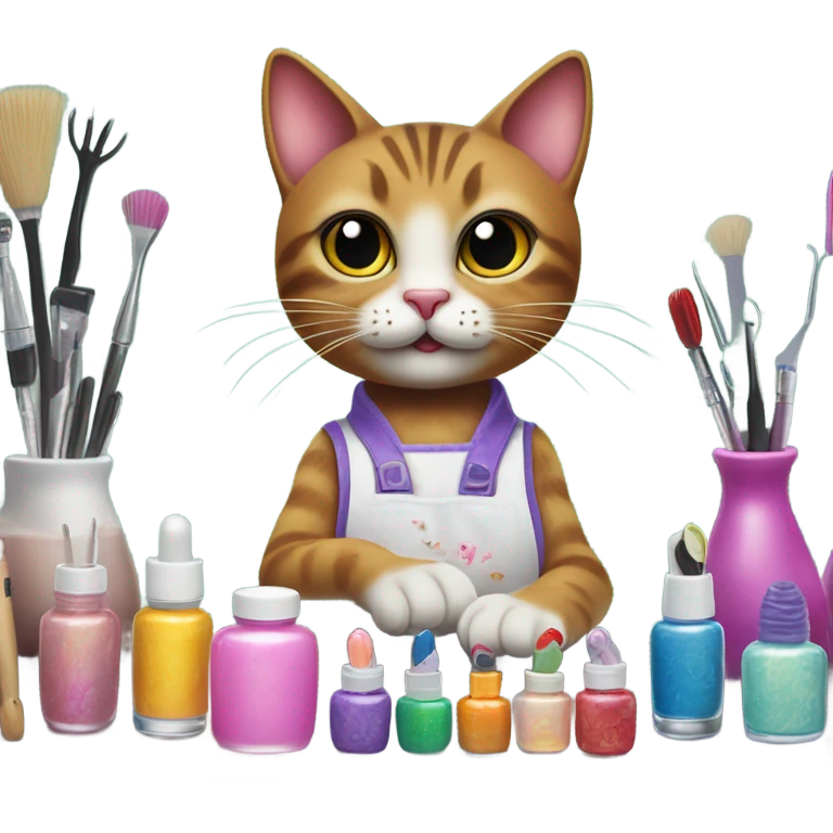Cat that’s a nail tech emoji