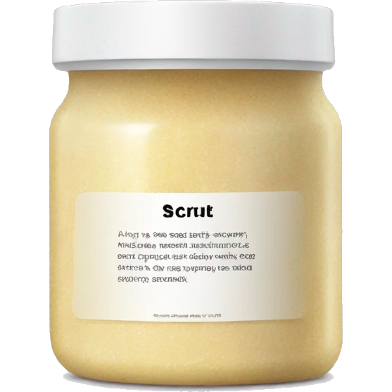 body scrub pot with label emoji