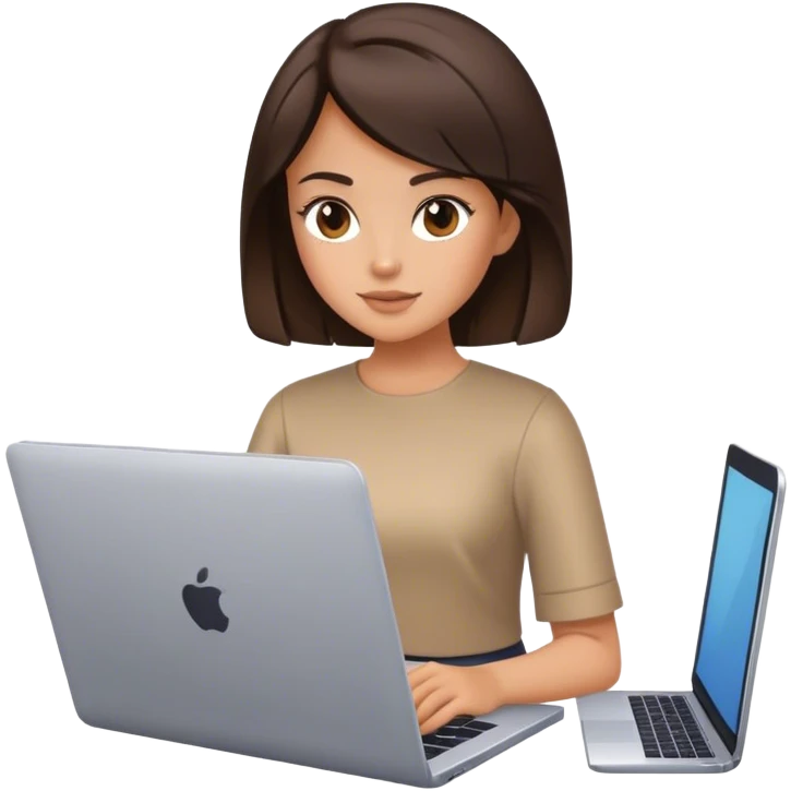 a brunette girl with a square hairstyle, with a laptop emoji