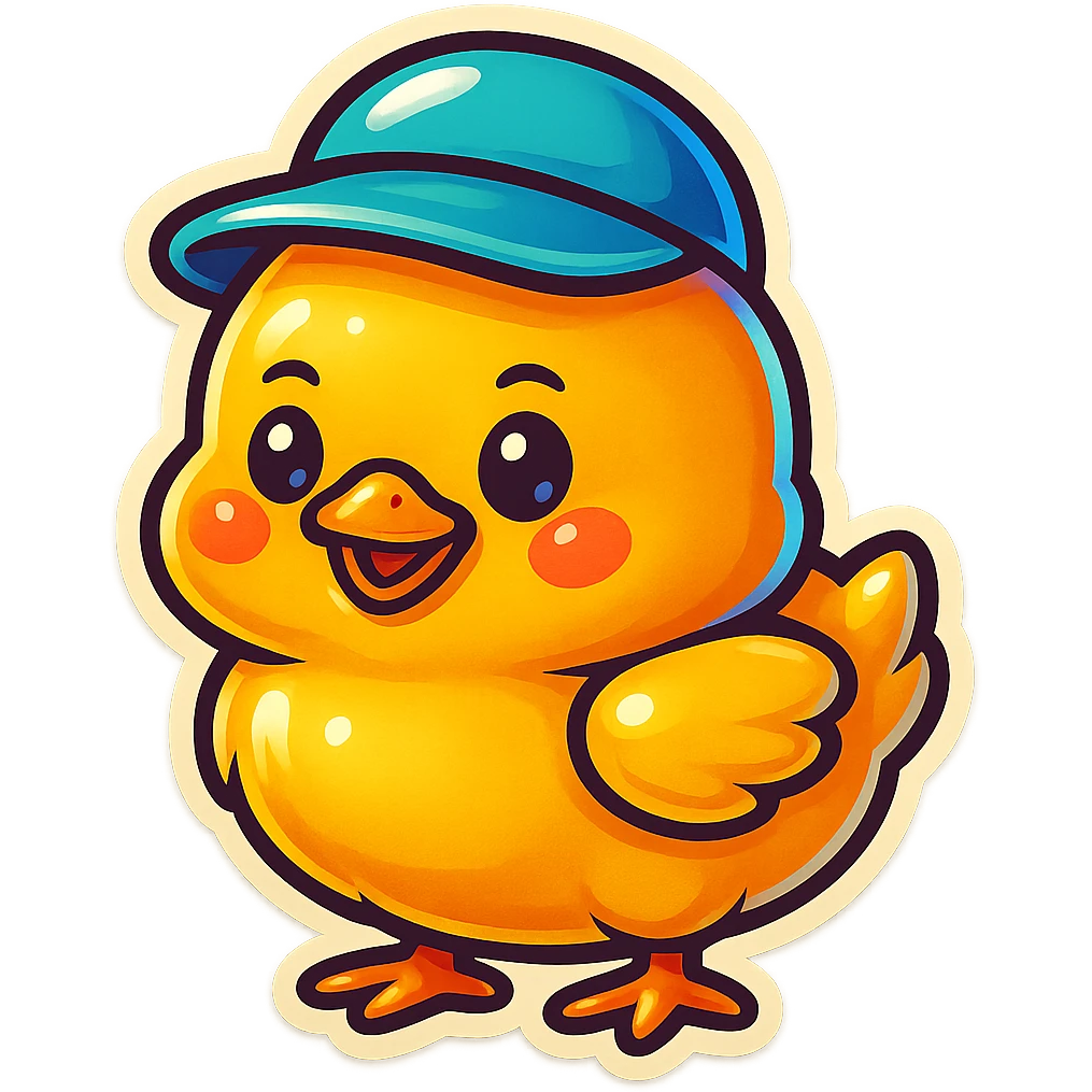 a yellow cute chick with a hat emoji