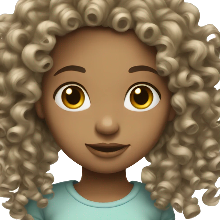  Curly hair girl coquette pale emoji